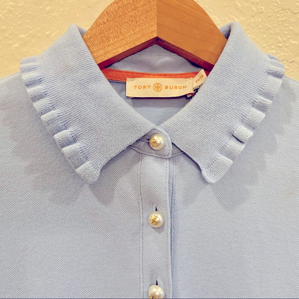 Beautiful, Like New Tory Burch blue sweater with pearl buttons